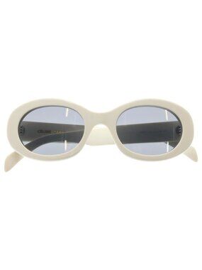 Celine Triomphe 01 Oval Frame Sunglasses Eyewear White